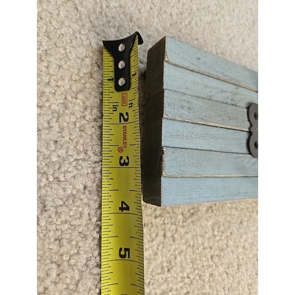Shabby Blue Wood 4 large Coat Hooks Farmhouse 32